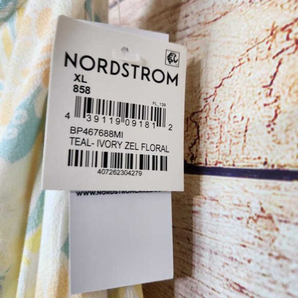 NWT BP Nordstrom Floral Halter Dress  Teal Ivory Zel Floral Size XL - Picture 8 of 14